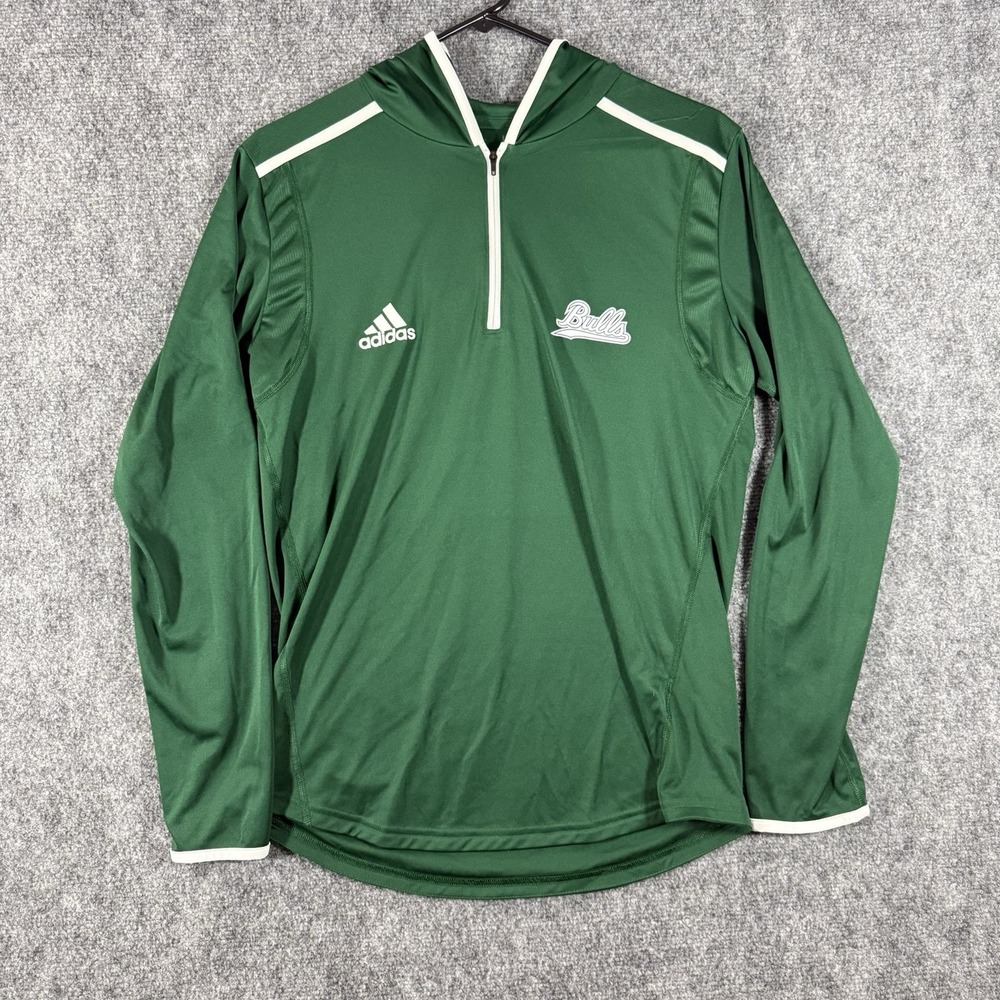 USF Bulls adidas Women's Green Hooded 1/4 Zip Jacket Team Player Issued Medium